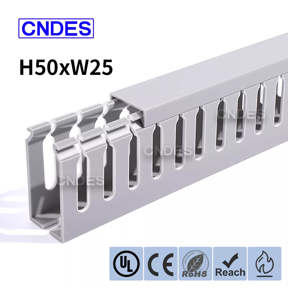 50×25 মিমি স্লটেড পিভিসি বৈদ্যুতিক ক্যাবিনেট ডাক্ট