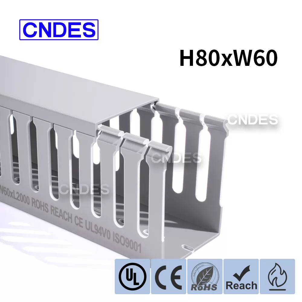 80×60 তালিকাভুক্ত স্লটেড পিভিসি ওয়্যারিং ডাক্ট