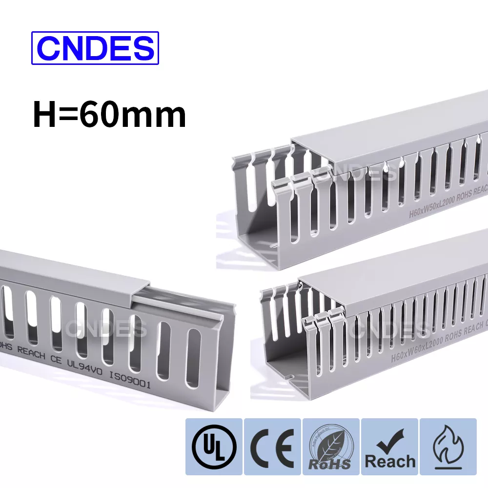 60mm উচ্চতা ধূসর Slotted PVC তারের নালী